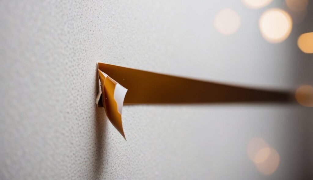 Adhesive strip on a wall