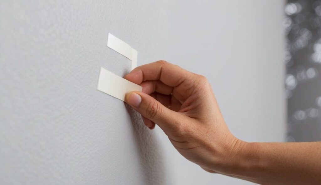 Adhesive strip on a wall